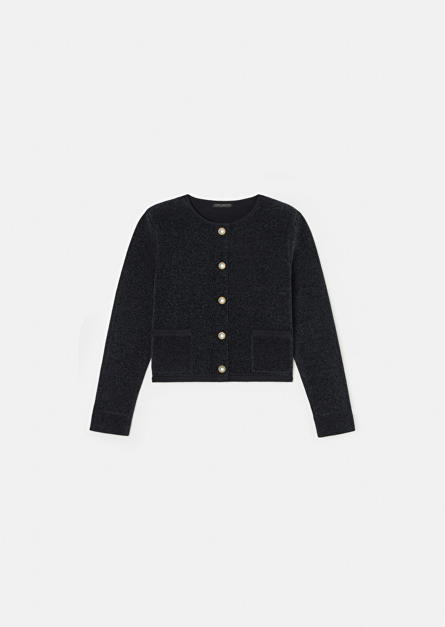 Midnight blue compact knit cardigan Guest Night TARA JARMON US