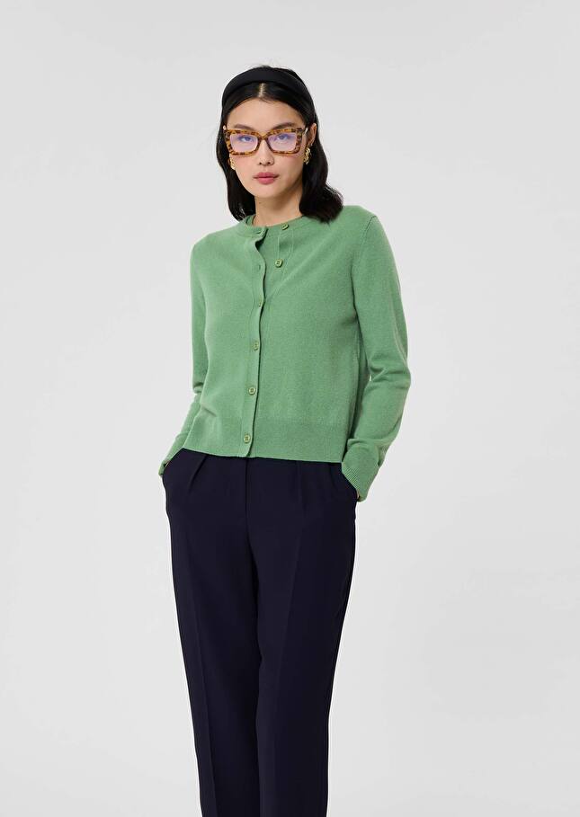 Green cashmere cardigan Guido Almond TARA JARMON US