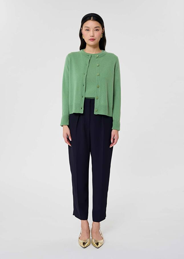 Green cashmere cardigan Guido Almond TARA JARMON US
