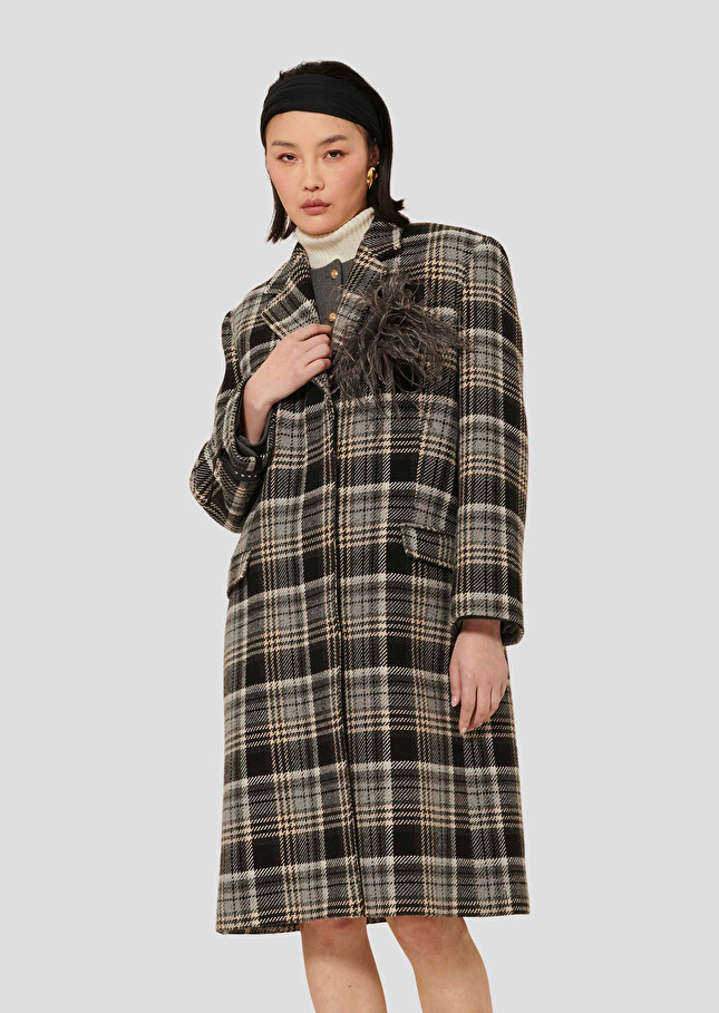 Grey tartan coat Marcel Grey TARA JARMON US