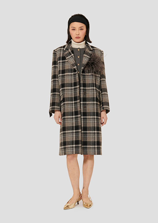 Grey tartan coat Marcel Grey TARA JARMON US