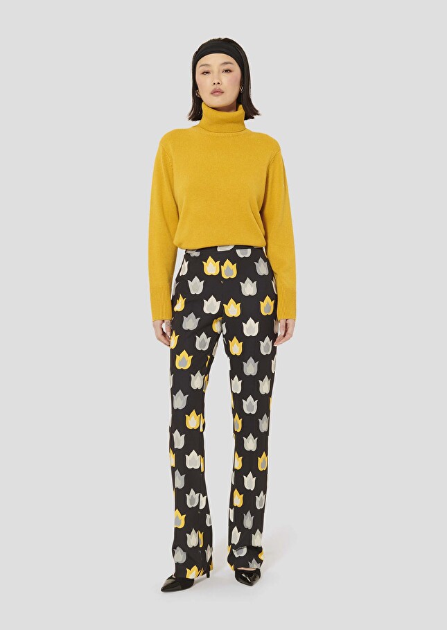 Black with flames print pants Paivan Charcoal TARA JARMON US