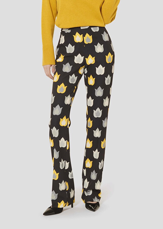 Black with flames print pants Paivan Charcoal TARA JARMON US