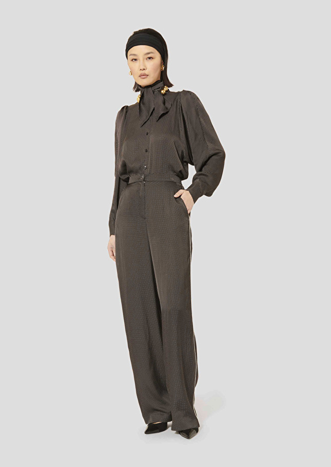 Black polka-dot pants Porticcio Charcoal TARA JARMON US