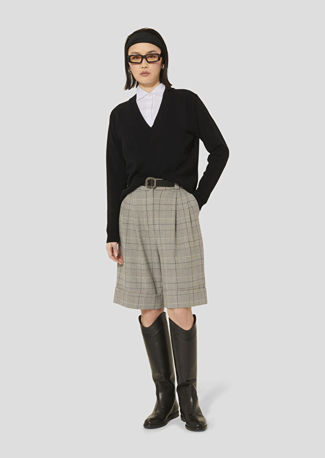 Black sweater in alpaca and merinos wool Prisca Charcoal TARA JARMON US