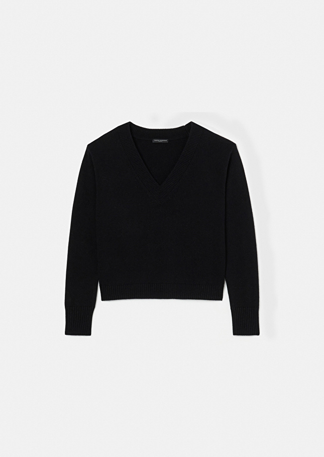 Black sweater in alpaca and merinos wool Prisca Charcoal TARA JARMON US