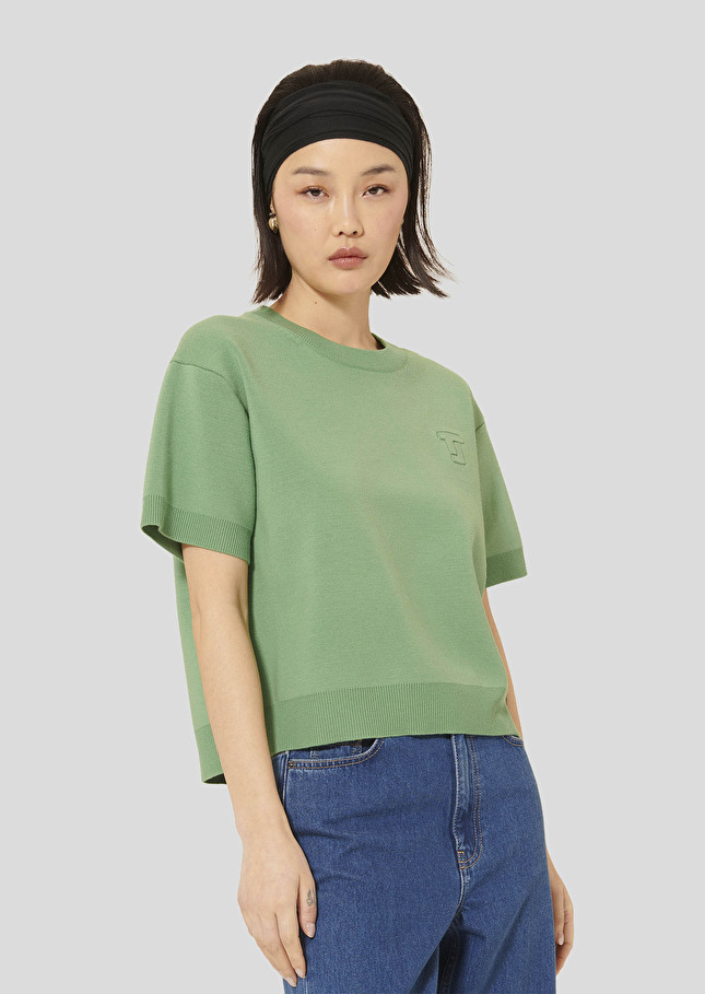Green merino wool sweater Pamelia Almond TARA JARMON US