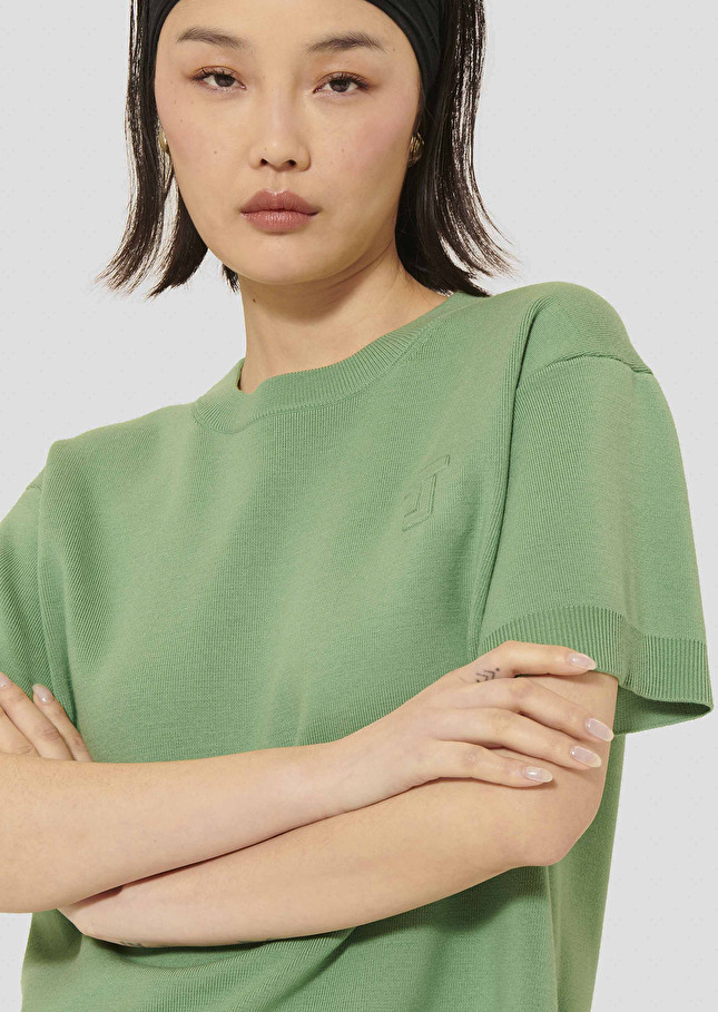 Green merino wool sweater Pamelia Almond TARA JARMON US