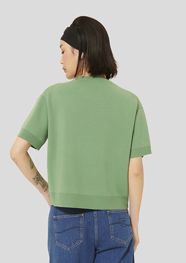 Green merino wool sweater Pamelia Almond TARA JARMON US