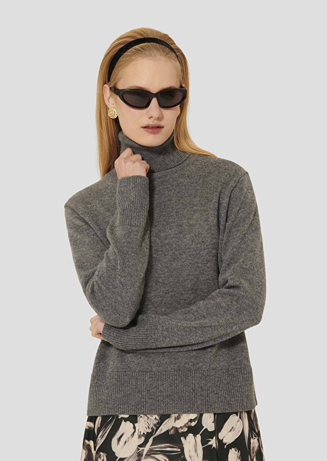 Grey sweater in alpaca and merinos wool Palia Gray grey TARA JARMON US
