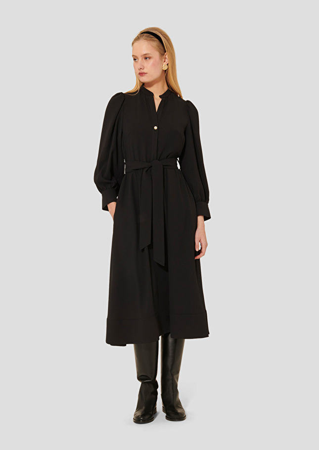 Black crepe dress Rivoltina Charcoal TARA JARMON US