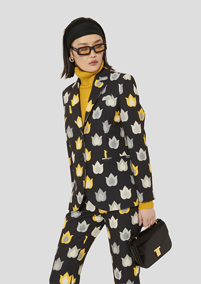 Black with flames print jacket Vinicio Charcoal TARA JARMON US