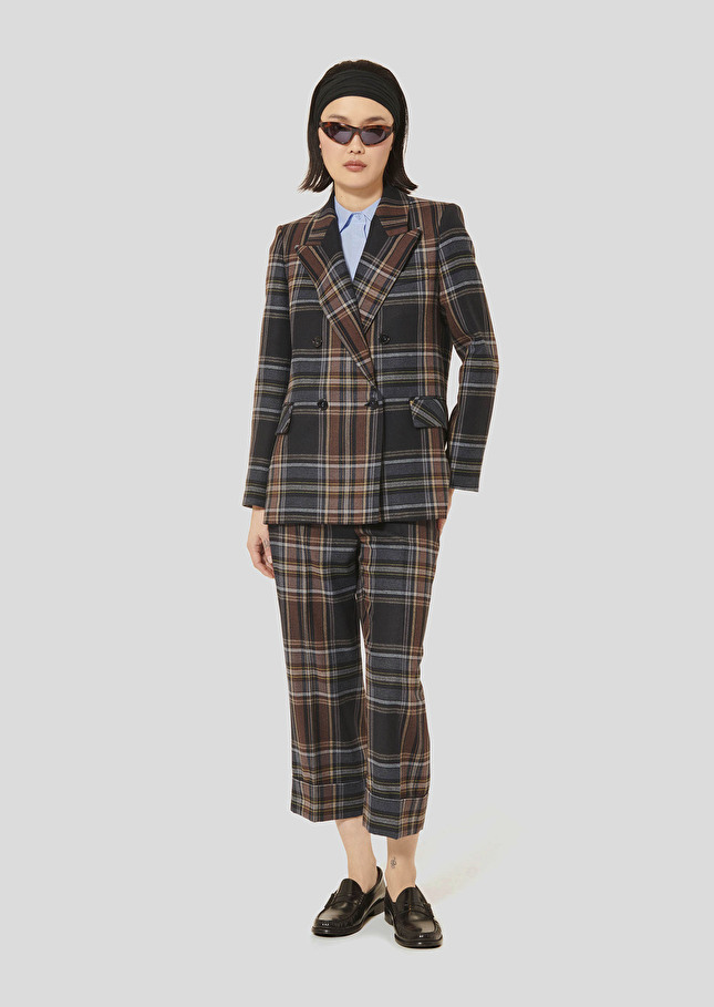 Midnight blue tartan jacket Valson Night TARA JARMON US