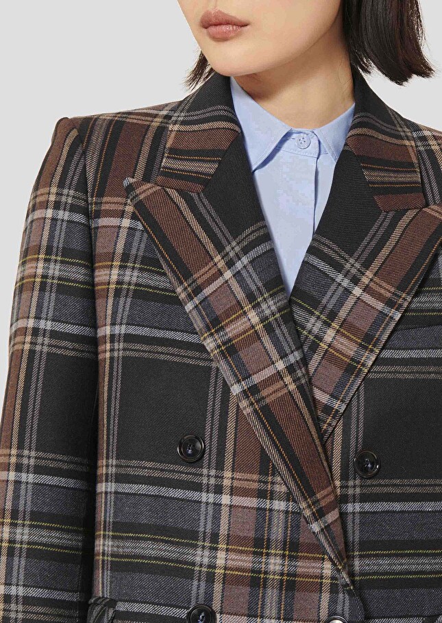 Midnight blue tartan jacket Valson Night TARA JARMON US