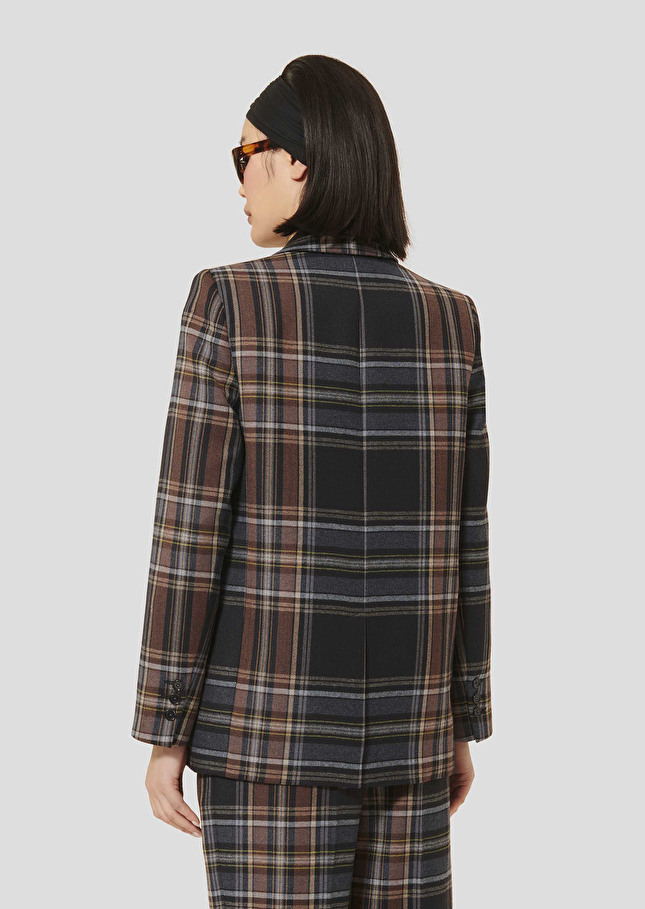 Midnight blue tartan jacket Valson Night TARA JARMON US