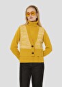 Yellow cardigan in merino wool and alpaca Gilles Charcoal, Lemon yellow TARA JARMON US