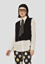Black cardigan in merino wool and alpaca Gilles Charcoal, Lemon yellow TARA JARMON US