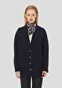 Midnight blue merino and alpaca wool cardigan Ginger Gray grey, Night TARA JARMON US