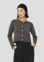 Grey wool cardigan Gyslain Black, Gray grey, Off-white TARA JARMON US