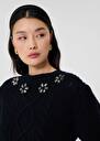 Midnight blue merino wool sweater Psyche Night, Off-white TARA JARMON US