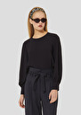 Midnight blue crepe top Tacci Night TARA JARMON US