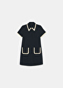 Midnight blue double canvas dress Rubina Night TARA JARMON US