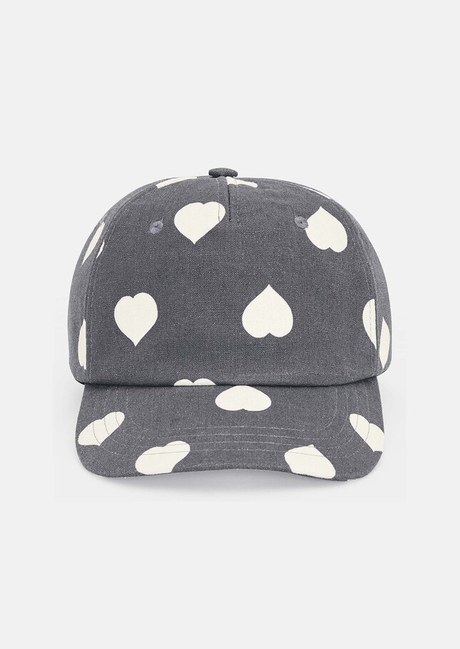 Carole grey mini hearts pattern cotton and linen cap Grey TARA JARMON US
