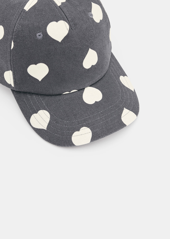 Carole grey mini hearts pattern cotton and linen cap Grey TARA JARMON US