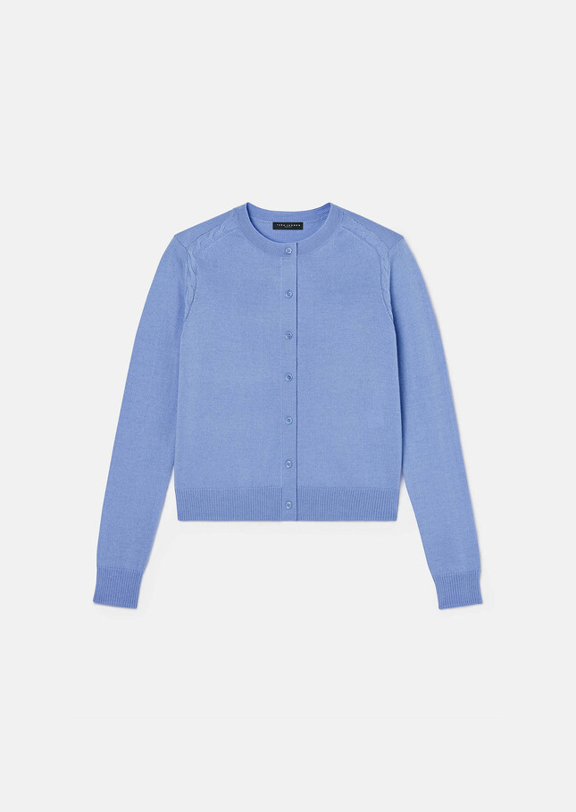 Ginno blue cardigan in merino wool Horizon TARA JARMON US