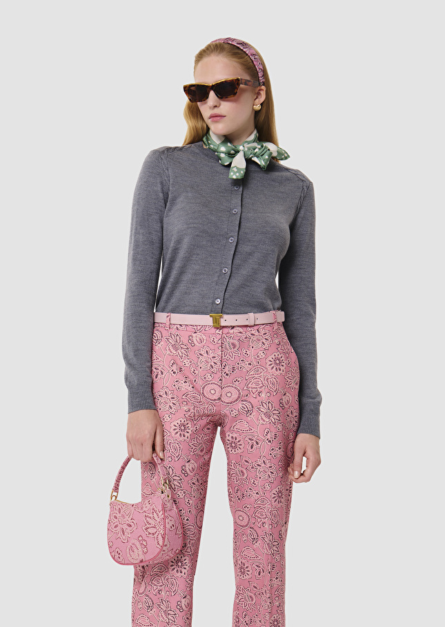 Ginno grey cardigan in merino wool Gray grey TARA JARMON US