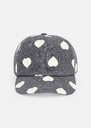 Carole grey mini hearts pattern cotton and linen cap Blush, Grey TARA JARMON US