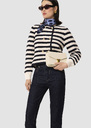 Goldie ecru midnight blue stripes cardigan Off-white TARA JARMON US