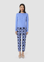 Ginno blue cardigan in merino wool Gray grey, Horizon, Pistache TARA JARMON US