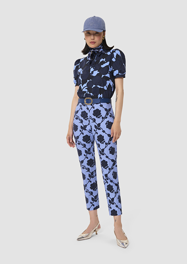 Pablo blue jacquard pants Horizon TARA JARMON US