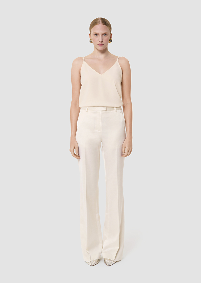 Pitt ecru satin-finish linen pants Off-white TARA JARMON US