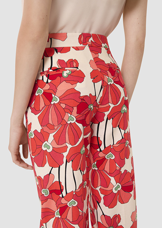 Primavera red red cotton floral print pants Poppy TARA JARMON US