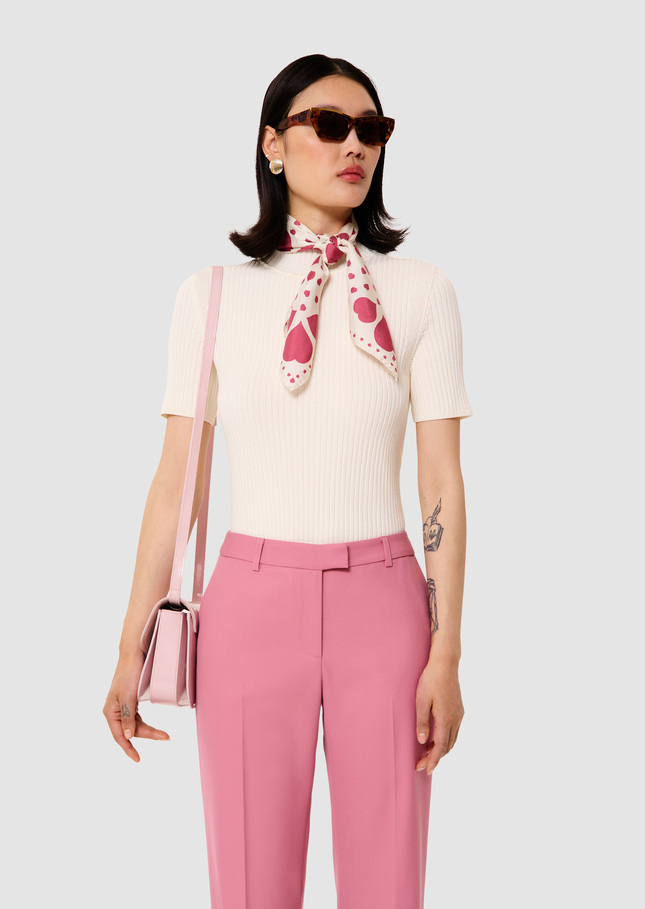 Perla ecru ribbed knit sweater Off-white TARA JARMON US