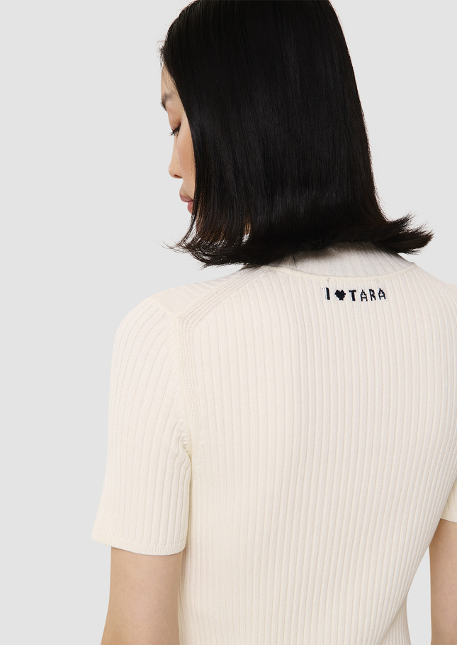 Perla ecru ribbed knit sweater Off-white TARA JARMON US