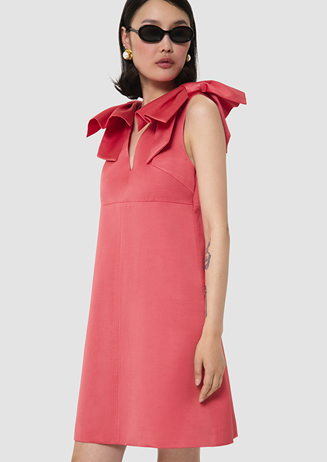 Remarquable red satin linen dress Poppy TARA JARMON US