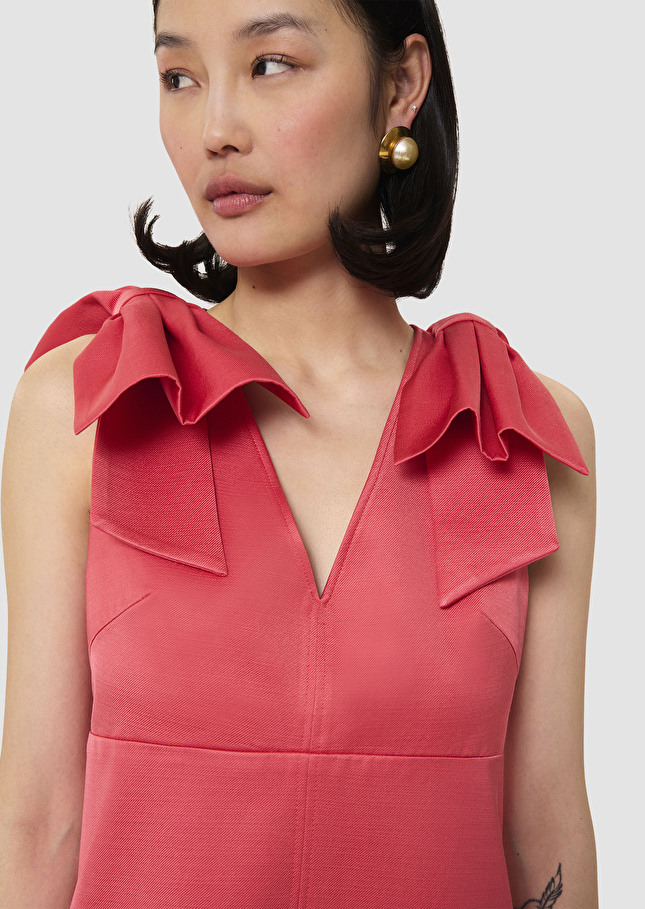 Remarquable red satin linen dress Poppy TARA JARMON US