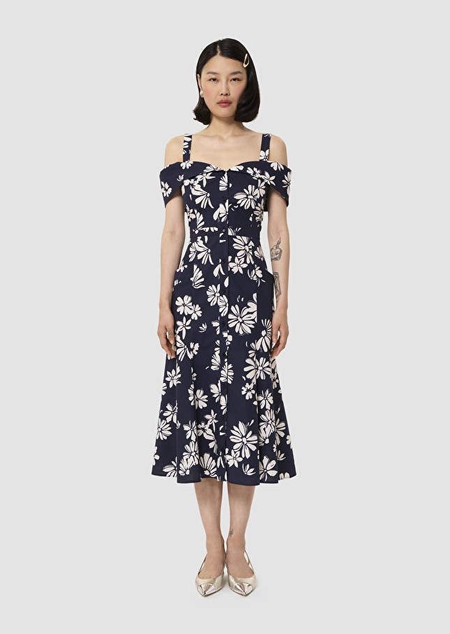 Raquelita midnight blue floral print dress Night TARA JARMON US
