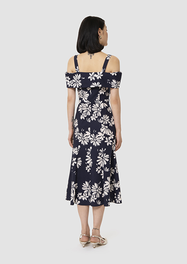 Raquelita midnight blue floral print dress Night TARA JARMON US