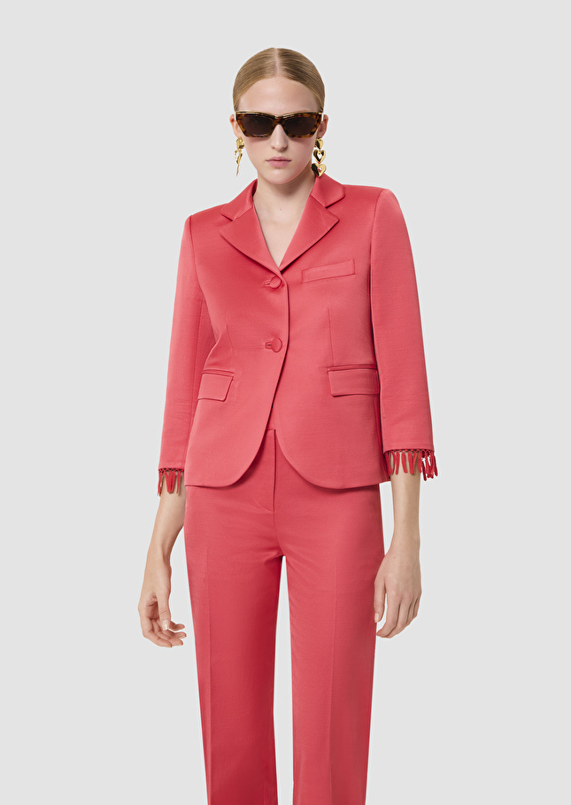 Valensole red satin linen jacket Poppy TARA JARMON US