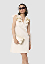 Remarquable ecru satin linen dress Off-white, Poppy TARA JARMON US