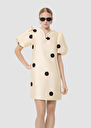 Romina ecru black polka dots print dress Off-white TARA JARMON US