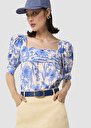 Talma ecru blue floral print top Champagne TARA JARMON US