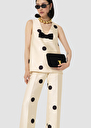 Topaze ecru large black polka dots top Off-white TARA JARMON US