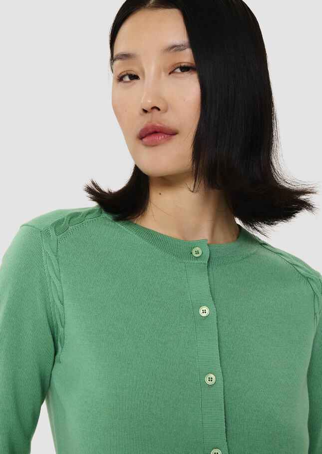 Ginno green cardigan in merino wool Pistache TARA JARMON US
