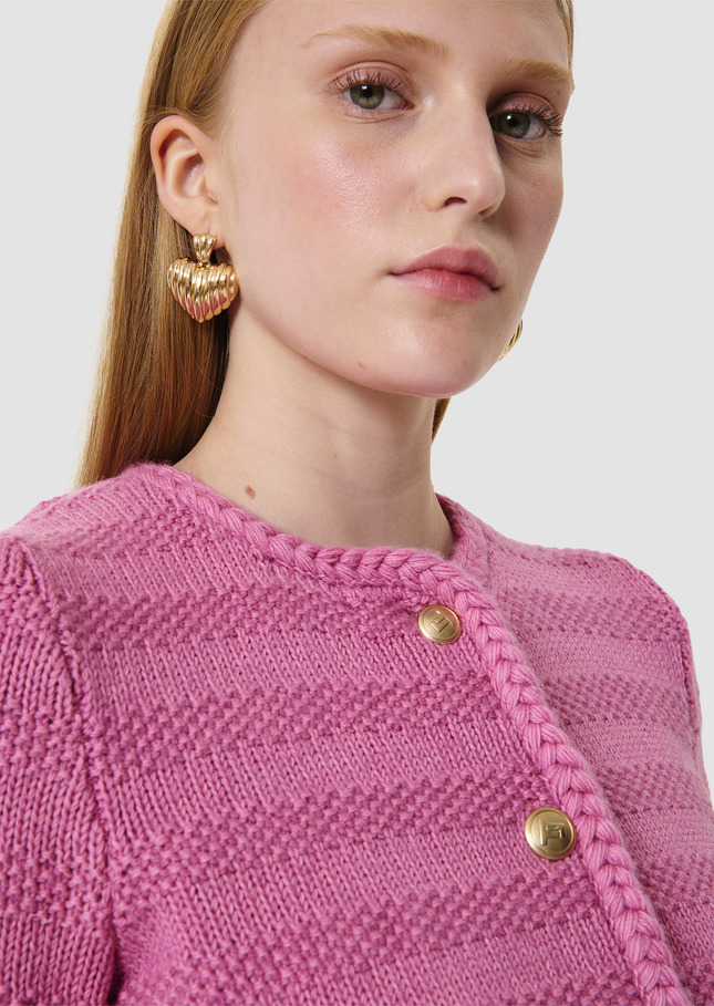 Giuda pink cotton and wool cardigan Bonbon TARA JARMON US
