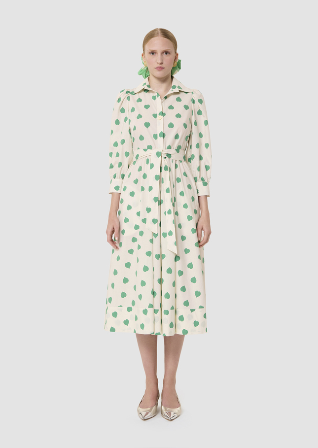 Rivoltine ecru hearts print poplin dress Pistache TARA JARMON US